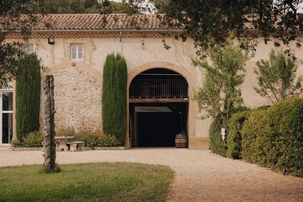Picture shows the central yard of Limusic Studio in Southern France