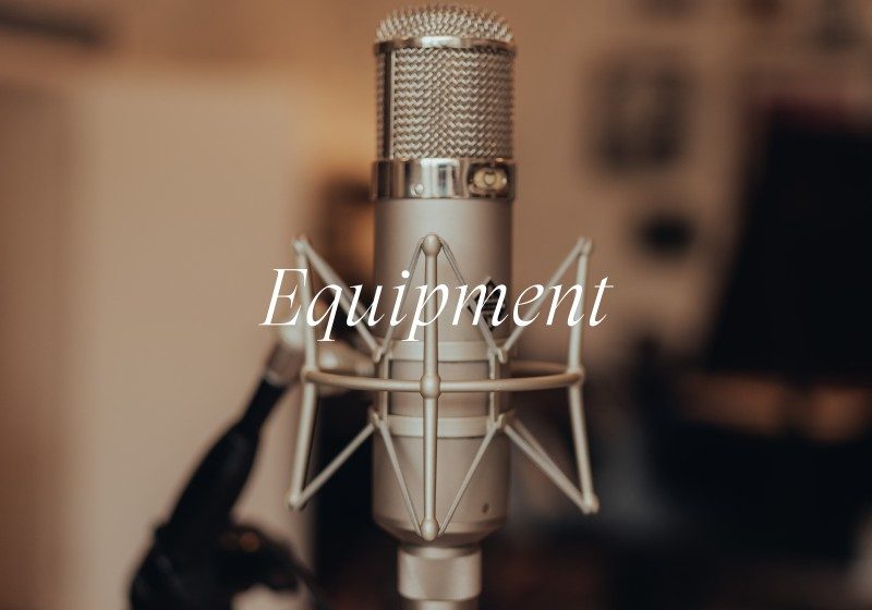 Professional condenser microphone in recording studio at Limusic, southern France