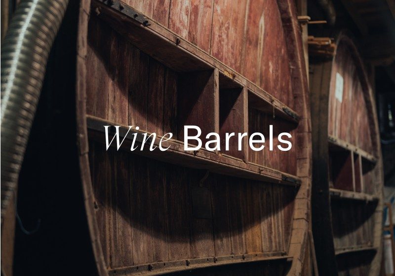 Historic wine barrels at Limusic Residential Recording Studio on former Domaine de Bourigeols winery estate in southern France